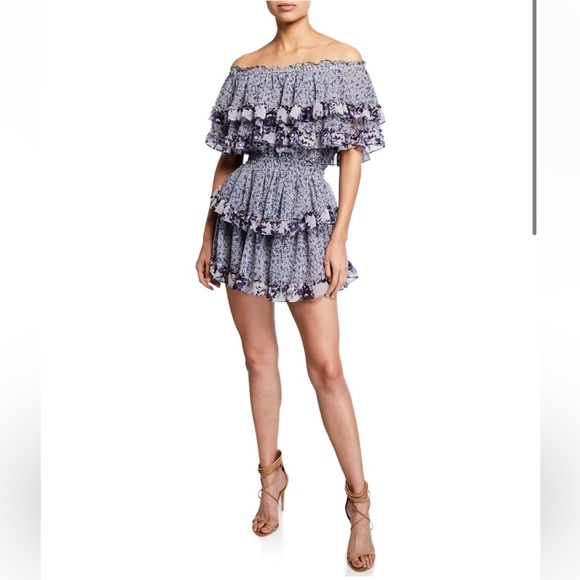 MISA Los Angeles Kailey Off-Shoulder Ruffle Mini Dress XS - Picture 1 of 10